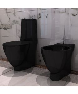 Set Toilette e Bid in Ceramica Nero