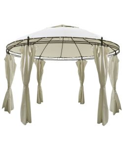 Gazebo Rotondo con Tende 3,5x2,7 m