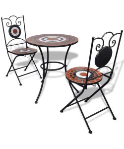 Set da Bistrot 3 pz Piastrelle di Ceramica Terracotta e Bianco