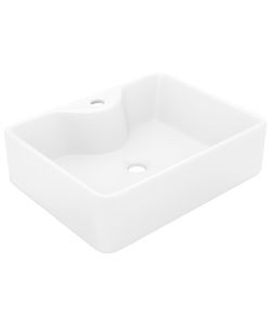 Lavandino Bagno in Ceramica Bianca Quadrato con Foro per Rubinetto