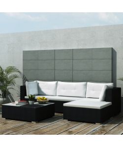 Set Divani da Giardino 5 pz con Cuscini in Polyrattan Nero 41872