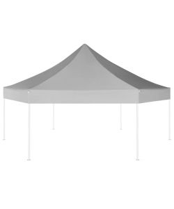 Gazebo Pieghevole Esagonale Pop-Up Grigio 3,6x3,1 m