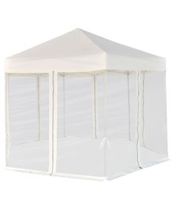 Gazebo Esagonale Pop-Up con 6 Pareti Bianco Crema 3,6x3,1 m