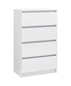 Credenza Bianco Lucido 60x35x98,5 cm in Legno Compensato