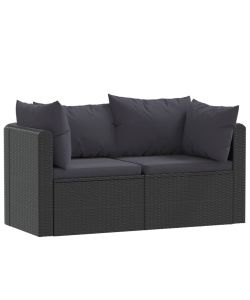 Set Divani da Giardino 2 pz con Cuscini in Polyrattan Nero 46556