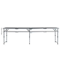 Tavolo da Campeggio Pieghevole in Alluminio Grigio 240x60 cm