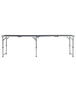 Tavolo da Campeggio Pieghevole in Alluminio Grigio 240x60 cm