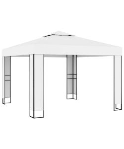 Gazebo con Tetto Doppio 3x3 m Bianco