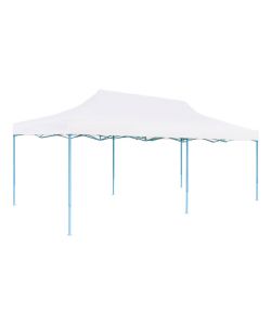 Tenda Pieghevole Pop-Up con Pareti Laterali 3x6m Acciaio Bianco