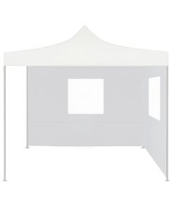 Gazebo Pieghevole Professionale 2 Pareti 2x2m Acciaio Bianco