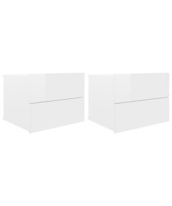 Comodini Bianco Lucido 2 pz 40x30x30 cm in Truciolato