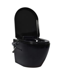 Toilette senza Bordo Sospesa con Funzione Bidet Ceramica Nera