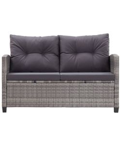 Divano da Giardino 2 Posti con Cuscini Grigio 124 cm Polyrattan