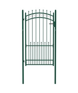 Cancello per Recinzione con Punte in Acciaio 100x175 cm Verde 146386