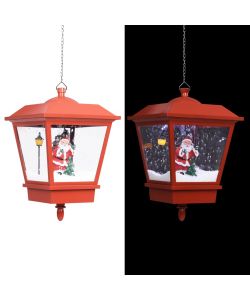 Lampada Natalizia Sospesa LED e Babbo Natale Rossa 27x27x45 cm