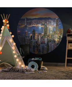 WallArt Cerchio Carta da Parati Skyline by Night 190 cm