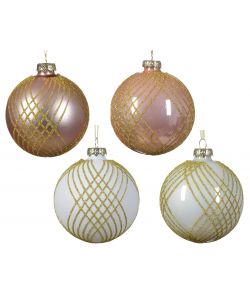 Sfera di Natale con linee gold 8cm