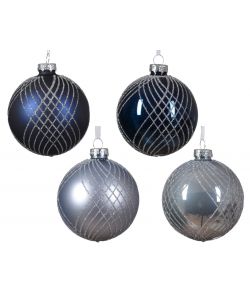 Sfera di Natale con linee silver 8cm