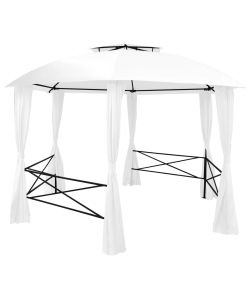 Gazebo da Giardino con Tende 360x312x265 cm Bianco 180 g/mq