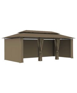 Gazebo con Tende 600x298x270 cm Grigio Talpa 180 g/mq