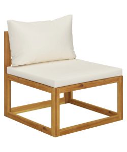 Set Divani da Giardino 2 pz con Cuscini Bianco Crema in Acacia