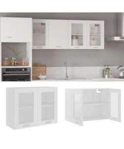 Armadio Sospeso con Vetro Bianco 80x31x60 cm in Truciolato