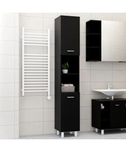 Armadio da Bagno Nero 30x30x179 cm in Truciolato