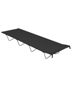 Lettini Campeggio 2 pz 180x60x19 cm Tessuto Oxford Acciaio Nero