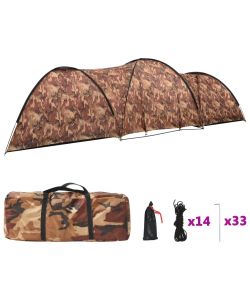 Tenda Igloo da Campeggio 650x240x190 cm per 8 Persone Mimetico