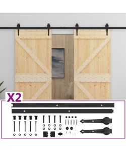 Porta Scorrevole con Set Hardware 80x210 cm in Legno di Pino