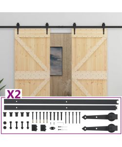 Porta Scorrevole con Set Hardware 90x210 cm in Legno di Pino 3057588