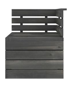 Divano Angolare da Giardino Pallet Legno di Pino Grigio Scuro