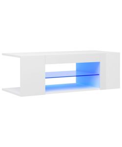 Mobile Porta TV con Luci LED Bianco Lucido 90x39x30 cm