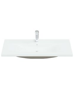 Lavabo da Incasso con Rubinetto 101x39x18 cm in Ceramica Bianco