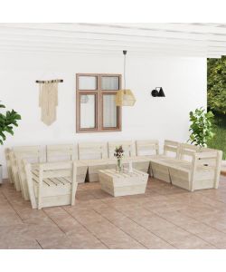 Set Divani da Giardino su Pallet 10 pz in Legno Abete Impregnato 3063728