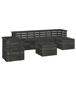 Set Divani da Giardino su Pallet 7 pz Legno Pino Grigio Scuro 3063747