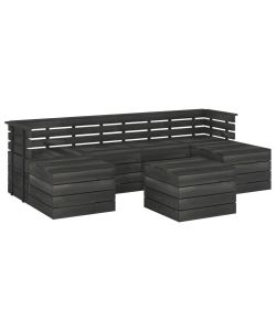 Set Divani da Giardino su Pallet 7 pz Legno Pino Grigio Scuro 3063755