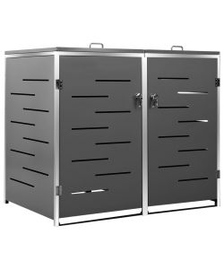 Copri Bidoni Pattumiera Doppia 138x77,5x112,5 cm Acciaio Inox