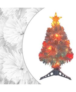 Albero Natale Artificiale LED Bianco 64 cm Fibra Ottica