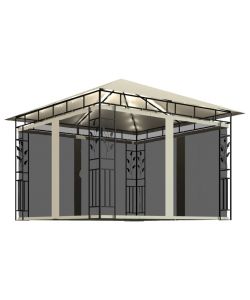 Gazebo con Zanzariera e Luci LED 3x3x2,73 m Crema