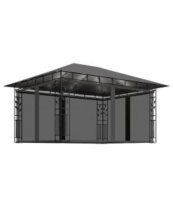 Gazebo con Zanzariera e Luci LED 4x3x2,73 m Antracite