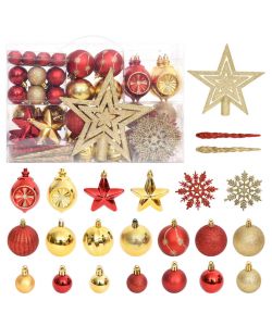 Set Addobbi di Natale 108 pz Oro e Rosso