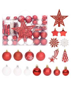 Set Addobbi di Natale 108 pz Rosso e Bianco