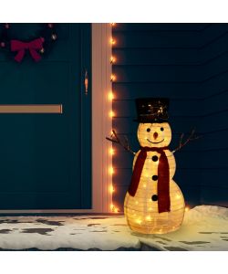 Figura Natalizia Pupazzo di Neve a LED Tessuto Pregiato 60 cm