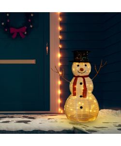 Figura Natalizia Pupazzo di Neve a LED Tessuto Pregiato 90 cm
