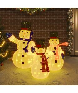 Figure Decorative Famiglia di Pupazzi di Neve LED Tessuto Lusso