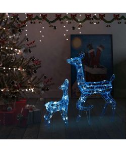 Famiglia di Renne di Natale 160 LED Blu in Acrilico