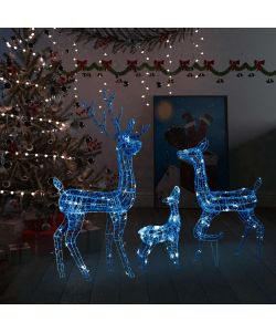 Famiglia di Renne di Natale 300 LED Blu in Acrilico