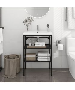 Struttura per Lavabo da Bagno Nera 59x38x83 cm in Ferro