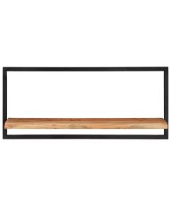 Mensole Parete 2pz 80x25x35 cm Legno Massello Acacia e Acciaio